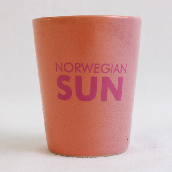 Norwegian Sun Cruise Line Orange Ceramic Shot Glass 2 Ounce
