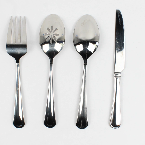 Lot Of 4 Mikasa Virtuoso Glossy Stainless Serving Spoon Fork Dinner Knife