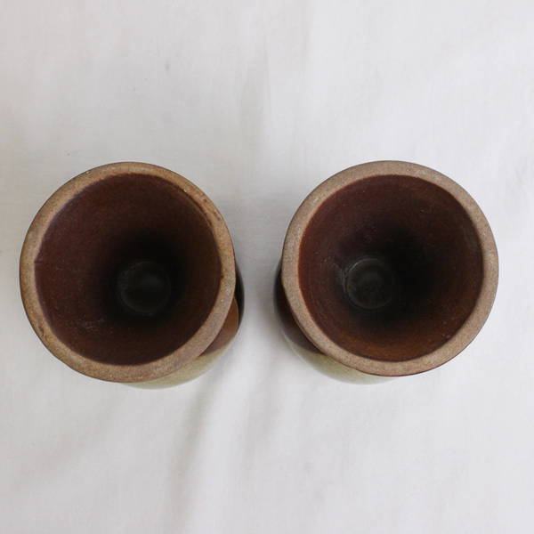 Lot Of 2 Matching Unbranded/Unmarked Handmade Ceramic Goblets 4.75" Tall