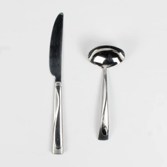 Lot of 2 Mikasa Satin Moon Gravy Ladle Dinner Knife Stainless Steel