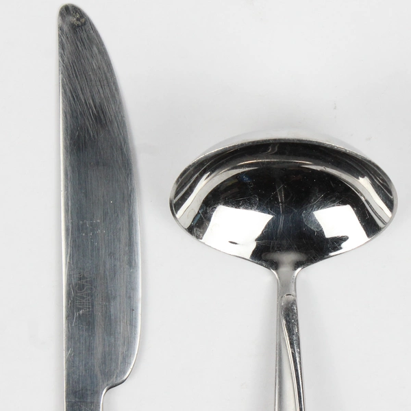 Lot of 2 Mikasa Satin Moon Gravy Ladle Dinner Knife Stainless Steel