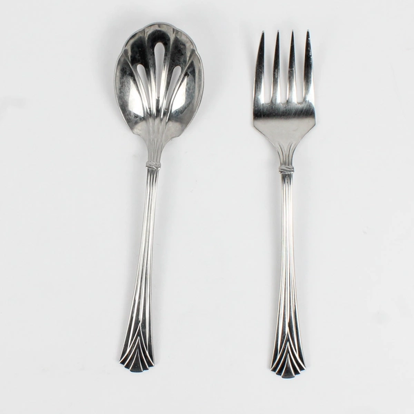 Set of 2 Vista by Mikasa Serving Spoon Meat Fork 18-8 Stainless Flatware