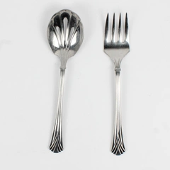 Set of 2 Vista by Mikasa Serving Spoon Meat Fork 18-8 Stainless Flatware