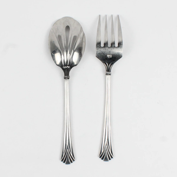 Set of 2 Vista by Mikasa Serving Spoon Meat Fork 18-8 Stainless Flatware