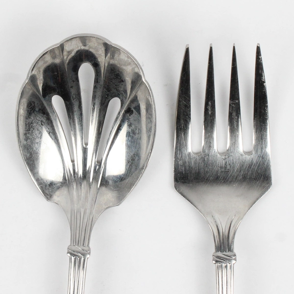 Set of 2 Vista by Mikasa Serving Spoon Meat Fork 18-8 Stainless Flatware