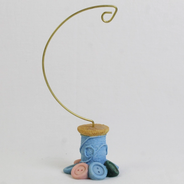 Vintage Enesco Cute As A Button Grandma Sew Sweet Resin Ornament and Stand