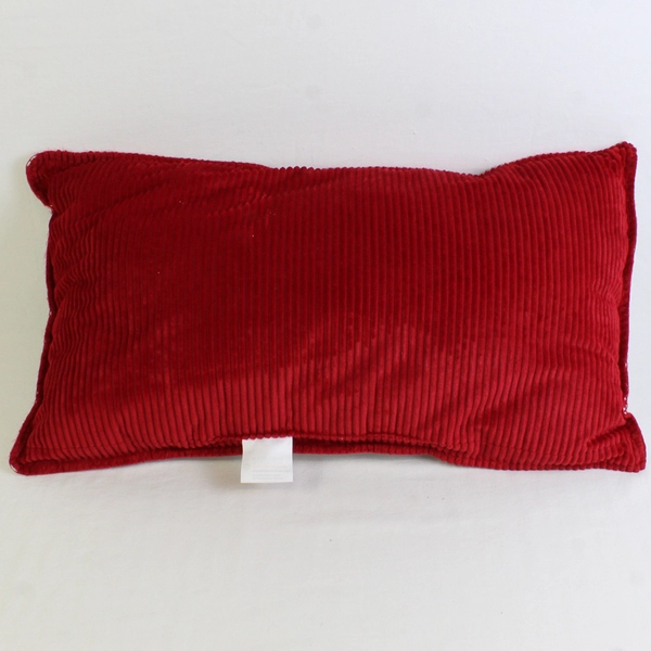 Oeko-Tex Red and White Christmas Throw Pillow Merry 13" x 23"