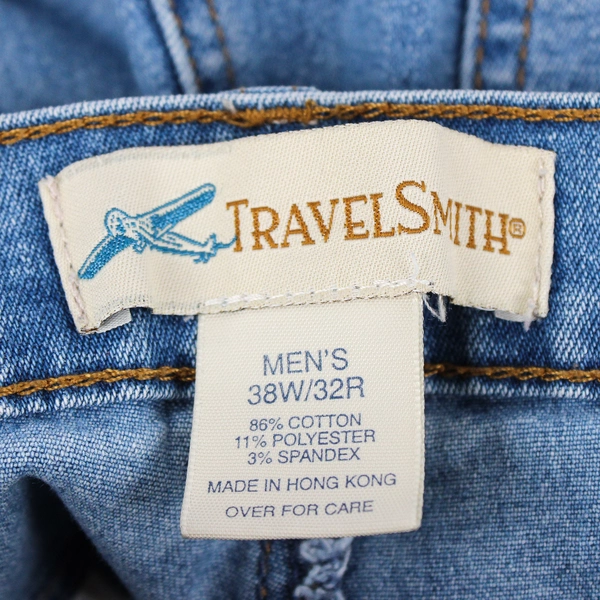 TravelSmith Men's 38x32 (39x32) Tapered Light Wash Stretch Denim Jeans