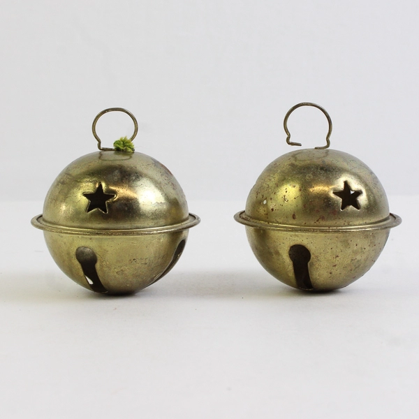 Lot of 2 Metal Jingle Bell Sleigh Christmas Tree Ornaments 