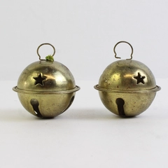 Lot of 2 Metal Jingle Bell Sleigh Christmas Tree Ornaments 