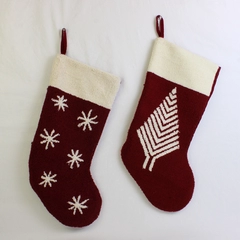 Set of 2 Matching Red and White Christmas Stockings 18"