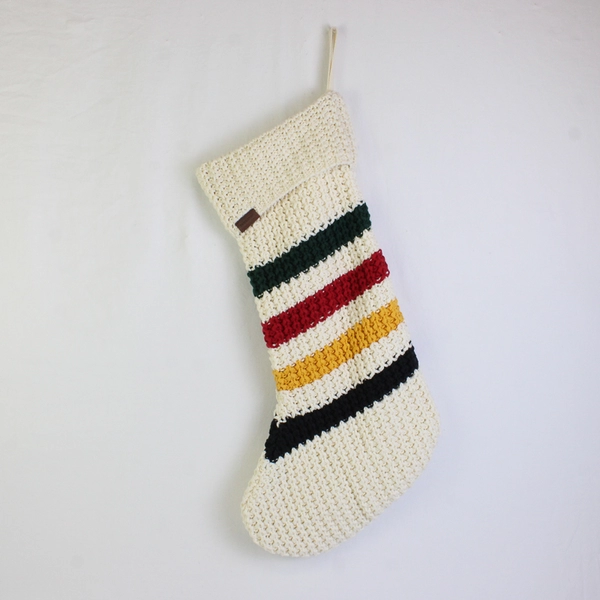 Pendleton Multicolor Striped Knit Cotton Christmas Stocking 22" FLAW