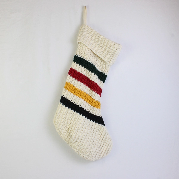 Pendleton Multicolor Striped Knit Cotton Christmas Stocking 22" FLAW