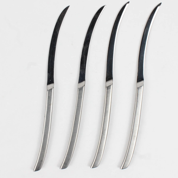 Set of 4 Retroneu Vertu Pattern Modern Solid Knives Stainless 9.25" Satin Frost