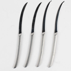 Set of 4 Retroneu Vertu Pattern Modern Solid Knives Stainless 9.25" Satin Frost