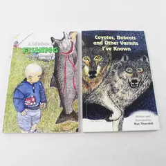 Lot of 2 Books by Ron Thornhill Lifetime of Fishing and Coyotes, Bobcats Signed