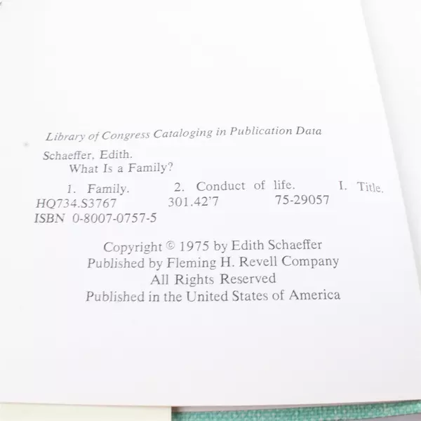 What Is a Family by Edith Schaeffer Hardcover Dust Jacket Wear