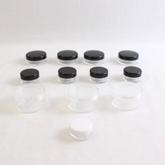 Lot of 12 Unbranded Various Sizes Clear Makeup/Powder Empty Screw Top Pots