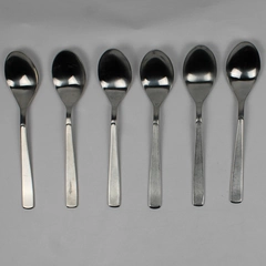 6 Wallace Silver Sparta Pattern Oval Soup Spoons 18/10 Stainless 7.5 Inches Good