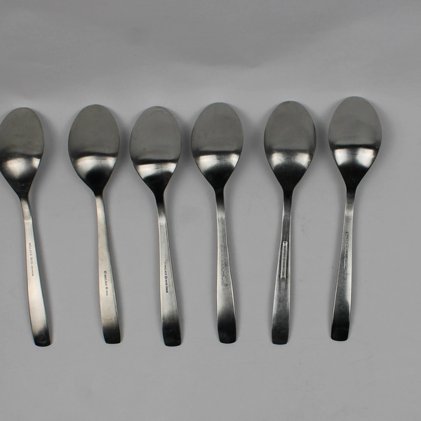 6 Wallace Silver Sparta Pattern Oval Soup Spoons 18/10 Stainless 7.5 Inches Good