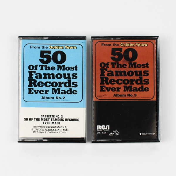 Lot of 2 50 Most Famous Records Ever Made Album # 2&3 Cassettes, 1985/86