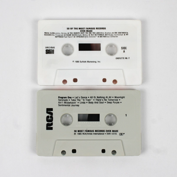 Lot of 2 50 Most Famous Records Ever Made Album # 2&3 Cassettes, 1985/86