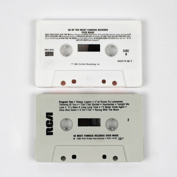 Lot of 2 50 Most Famous Records Ever Made Album # 2&3 Cassettes, 1985/86