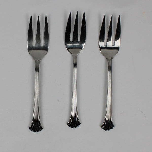 Lot of 3 Wallace Silver Tiara Pattern 18/8 Cold Meat Serving Forks 8.5" Good