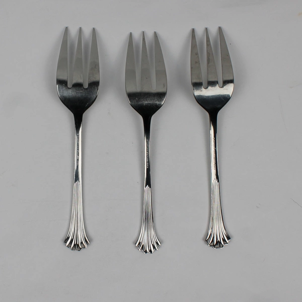 Lot of 3 Wallace Silver Tiara Pattern 18/8 Cold Meat Serving Forks 8.5" Good