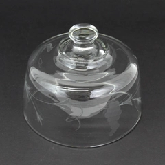 Vtg Etched Grape Cluster Clear Glass Dome Cloche 6.25 Inch Diameter