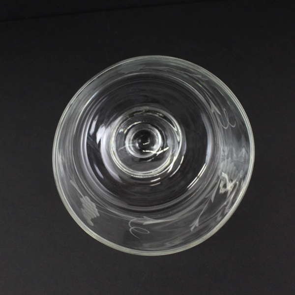 Vtg Etched Grape Cluster Clear Glass Dome Cloche 6.25 Inch Diameter