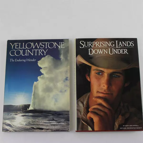 Lot of 2 National Geographic Yellowstone Country & Surprising Lands Down Under