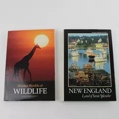 Lot of 2 National Geographic Books Hidden Worlds of Wildlife & New England