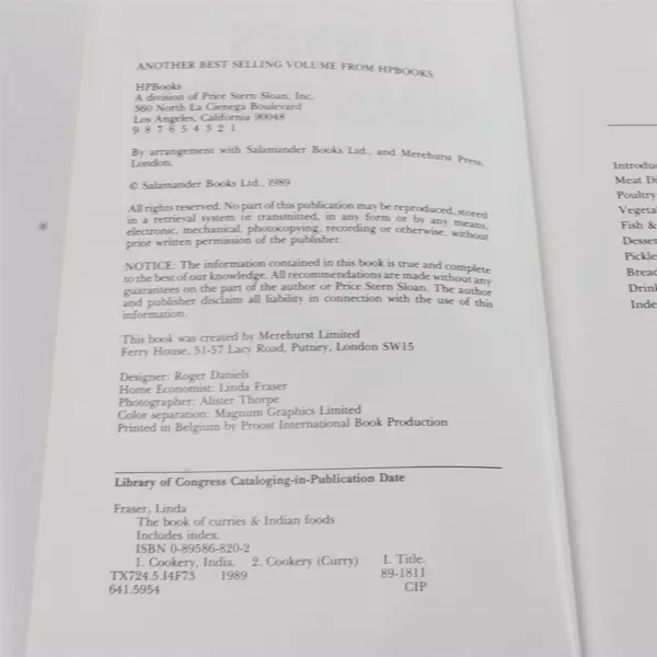 The Book of Curries and Indian Foods Linda Fraser Paperback 