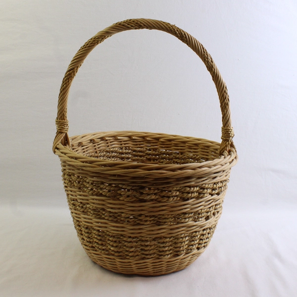 Hand Woven Flower Handled Basket