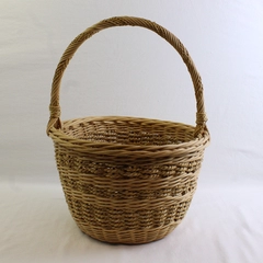 Hand Woven Flower Handled Basket