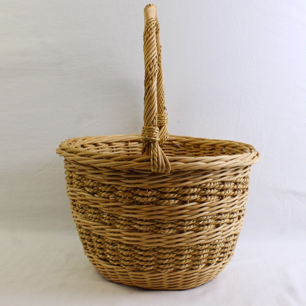 Hand Woven Flower Handled Basket