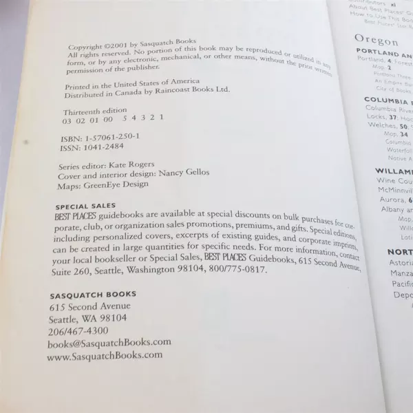 Best Places Northwest 13th Ed 2001 Travel Guide Restaurants Lodgings Touring PB