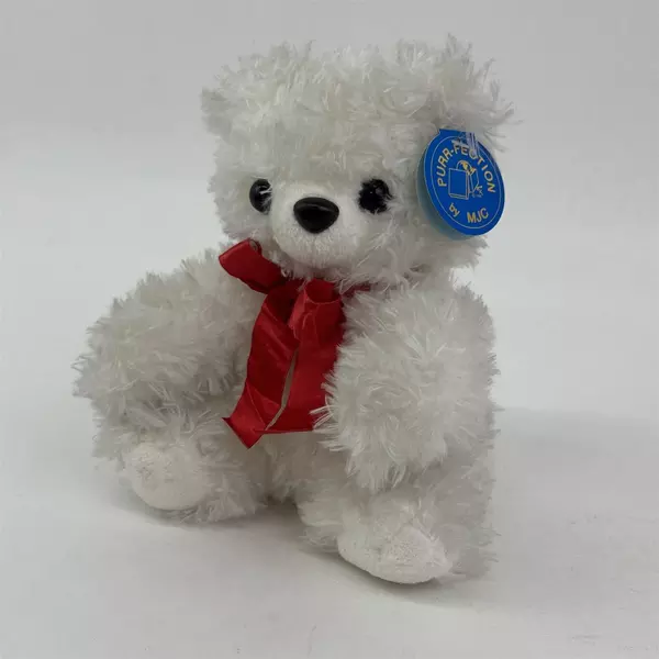 1992 MJC Purr-Fection  White Teddy Bear Stuffed Animal 8.5 " NWT