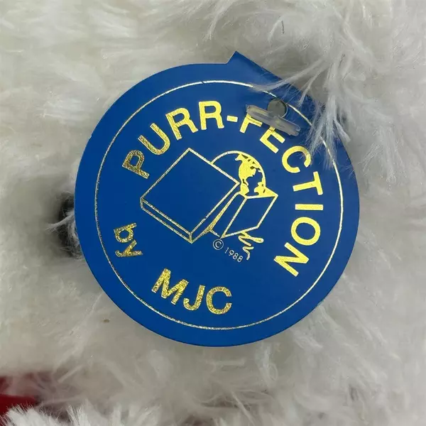 1992 MJC Purr-Fection  White Teddy Bear Stuffed Animal 8.5 " NWT