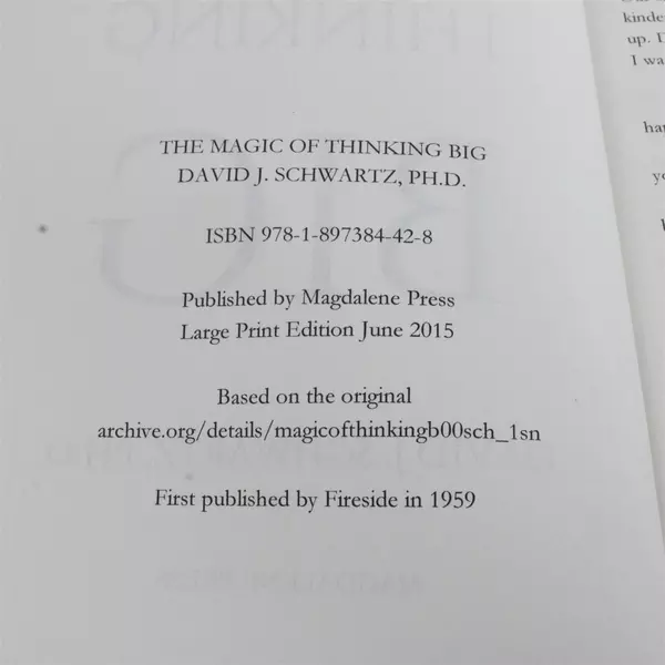 The Magic of Thinking Big by David J. Schwartz - Paperback