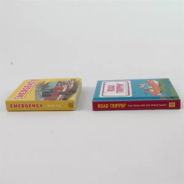 Lot of 2 Mini Books Emergency Board Book & Road Trippin' Fun Trivia