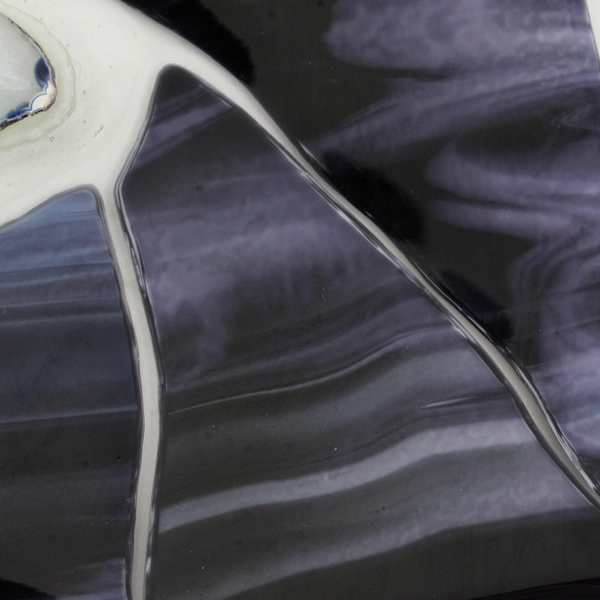 Hand Crafted Fused Glass Tray With Agate center Piece Cobalt Blue And White