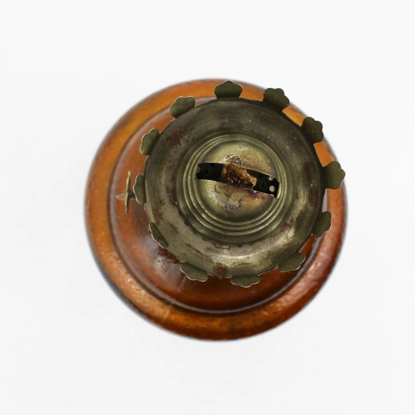 Vintage Heavy Amber Glass Kerosene Or Oil Lantern No Chimney Hong Kong