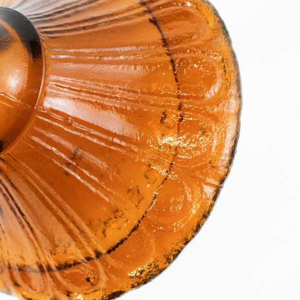 Vintage Heavy Amber Glass Kerosene Or Oil Lantern No Chimney Hong Kong