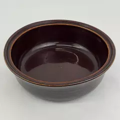 Vintage Brown Pottery Bowl With Stripes Made In USA 10.25 Inch