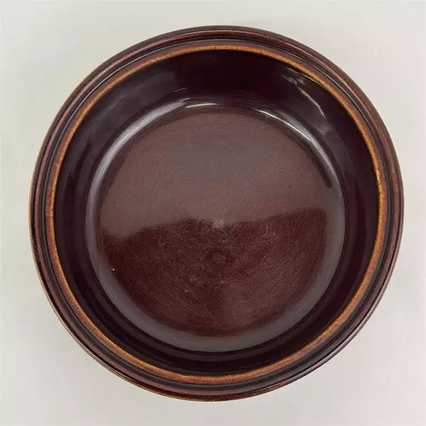 Vintage Brown Pottery Bowl With Stripes Made In USA 10.25 Inch