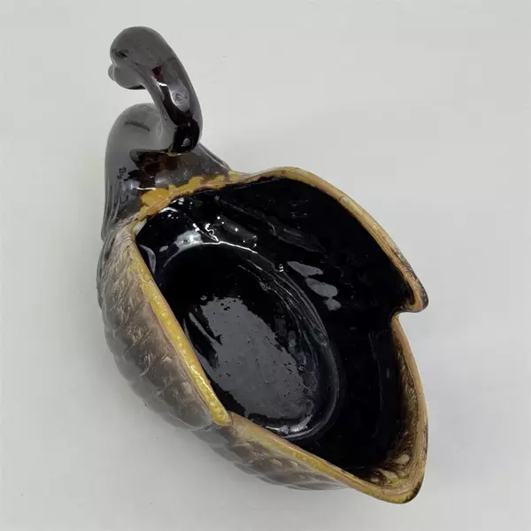 Vintage Brown Drip Glaze Swan Candy Dish Or Trinket Bowl