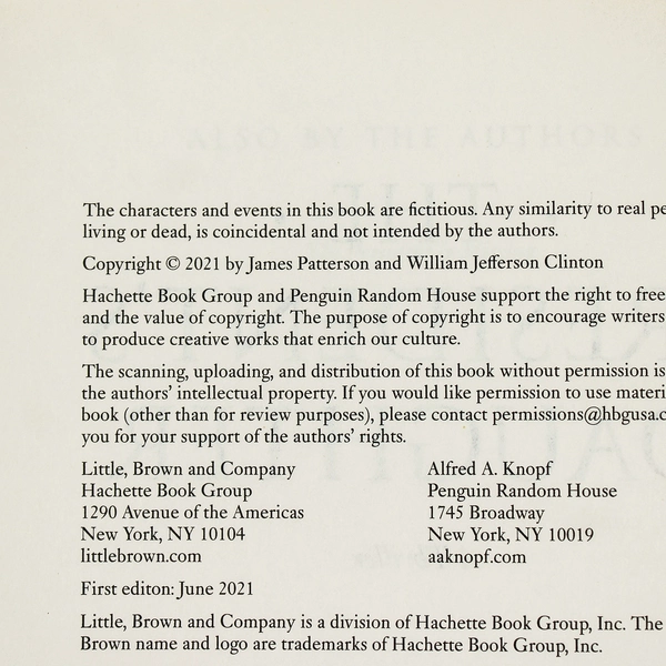 The President's Daughter by Bill Clinton James Patterson 2021 1st Edition HC DJ