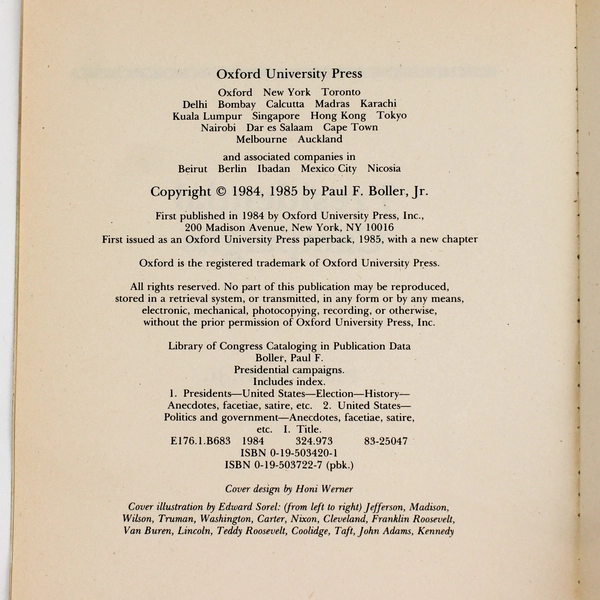 Lot of 2 Paul F Boller Jr Presidential Anecdotes & Presidential Campaigns PB
